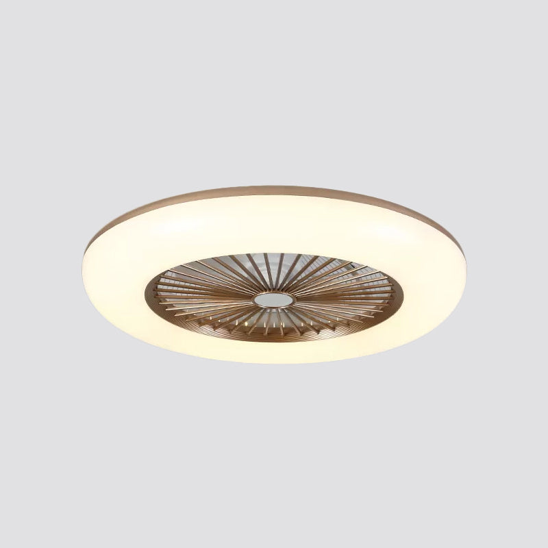Round Bedroom 5-Blade Semi-Flush Mount Acrylic LED Contemporary Pendant Fan Light, 22" Wide Clearhalo 'Ceiling Fans with Lights' 'Ceiling Fans' 'Modern Ceiling Fans' 'Modern' Lighting' 1985856