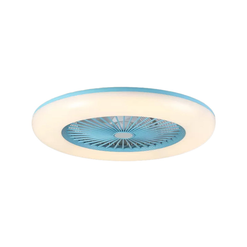 Round Bedroom 5-Blade Semi-Flush Mount Acrylic LED Contemporary Pendant Fan Light, 22" Wide Clearhalo 'Ceiling Fans with Lights' 'Ceiling Fans' 'Modern Ceiling Fans' 'Modern' Lighting' 1985858