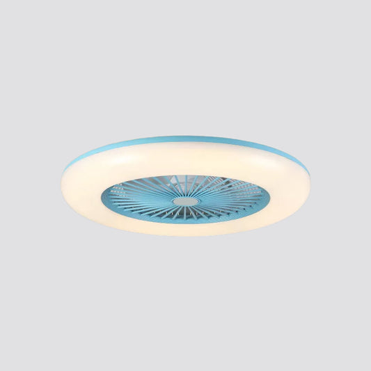 Round Bedroom 5-Blade Semi-Flush Mount Acrylic LED Contemporary Pendant Fan Light, 22" Wide Clearhalo 'Ceiling Fans with Lights' 'Ceiling Fans' 'Modern Ceiling Fans' 'Modern' Lighting' 1985859