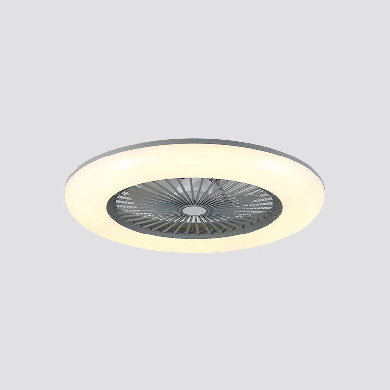 Round Bedroom 5-Blade Semi-Flush Mount Acrylic LED Contemporary Pendant Fan Light, 22" Wide Clearhalo 'Ceiling Fans with Lights' 'Ceiling Fans' 'Modern Ceiling Fans' 'Modern' Lighting' 1985861