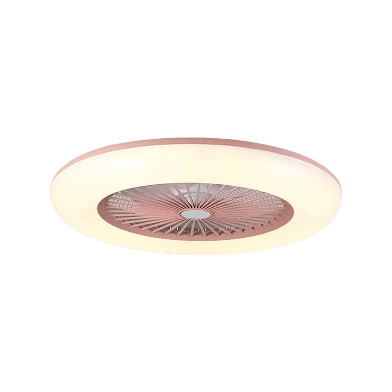 Round Bedroom 5-Blade Semi-Flush Mount Acrylic LED Contemporary Pendant Fan Light, 22" Wide Clearhalo 'Ceiling Fans with Lights' 'Ceiling Fans' 'Modern Ceiling Fans' 'Modern' Lighting' 1985863