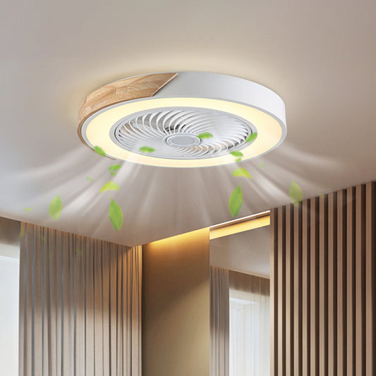 20.5" Wide LED Bedroom Semi Flush Mounting Simple Hanging Fan Light with Geometric Acrylic Shade Yellow-White Round Clearhalo 'Ceiling Fans with Lights' 'Ceiling Fans' 'Modern Ceiling Fans' 'Modern' Lighting' 1985865