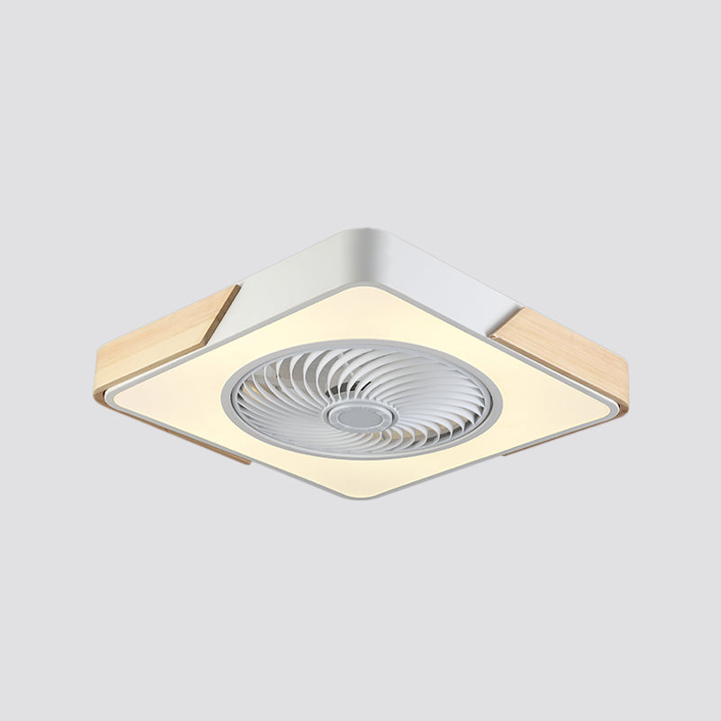 20.5" Wide LED Bedroom Semi Flush Mounting Simple Hanging Fan Light with Geometric Acrylic Shade Clearhalo 'Ceiling Fans with Lights' 'Ceiling Fans' 'Modern Ceiling Fans' 'Modern' Lighting' 1985871