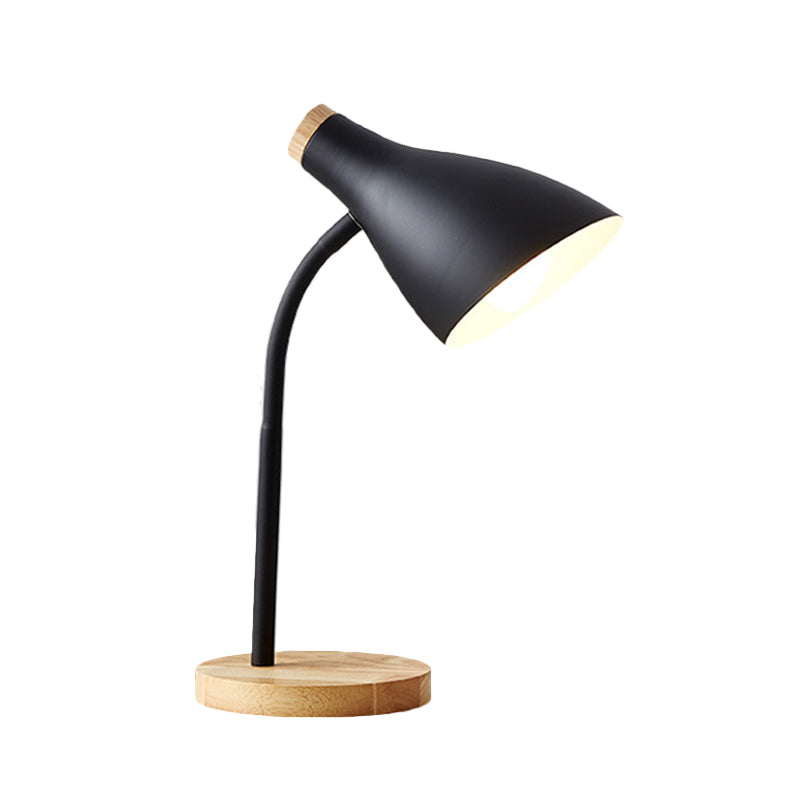 Metal Horn Shade Reading Light Adult Bedroom 1 Bulb Nordic Desk Light with Plug-In Cord Clearhalo 'Lamps' 'Table Lamps' Lighting' 198589