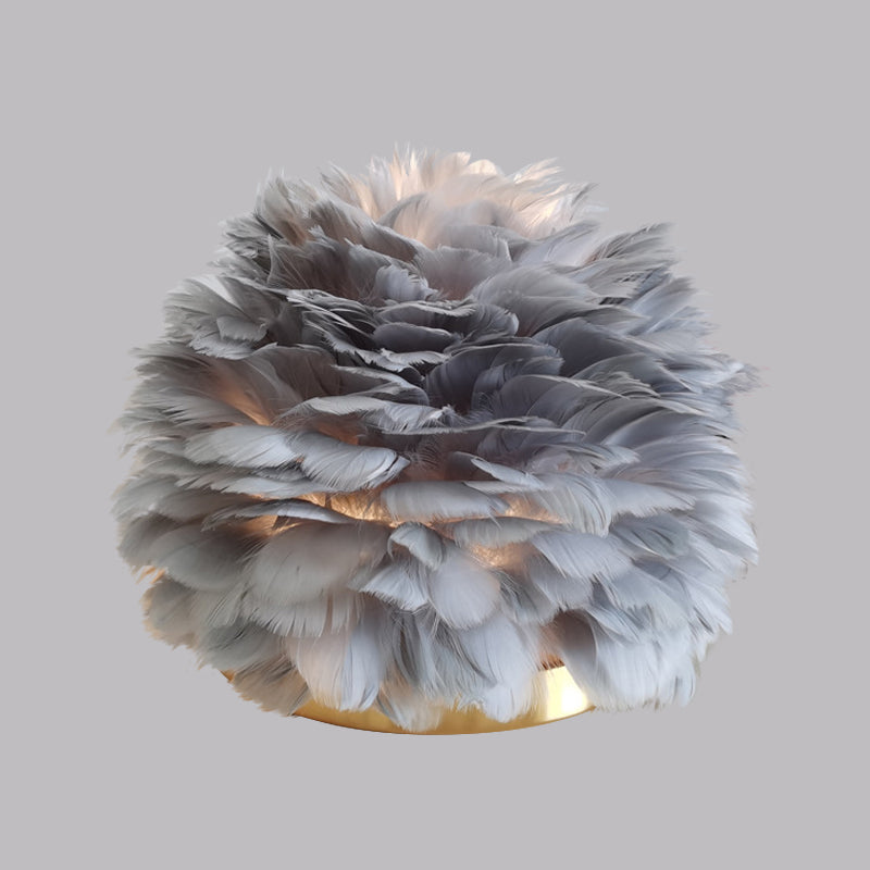 Flower Blossom Girls Bedside Table Lamp Feather 1 Head Modern Stylish Night Light in Pink/Apricot/White Clearhalo 'Lamps' 'Table Lamps' Lighting' 1985901