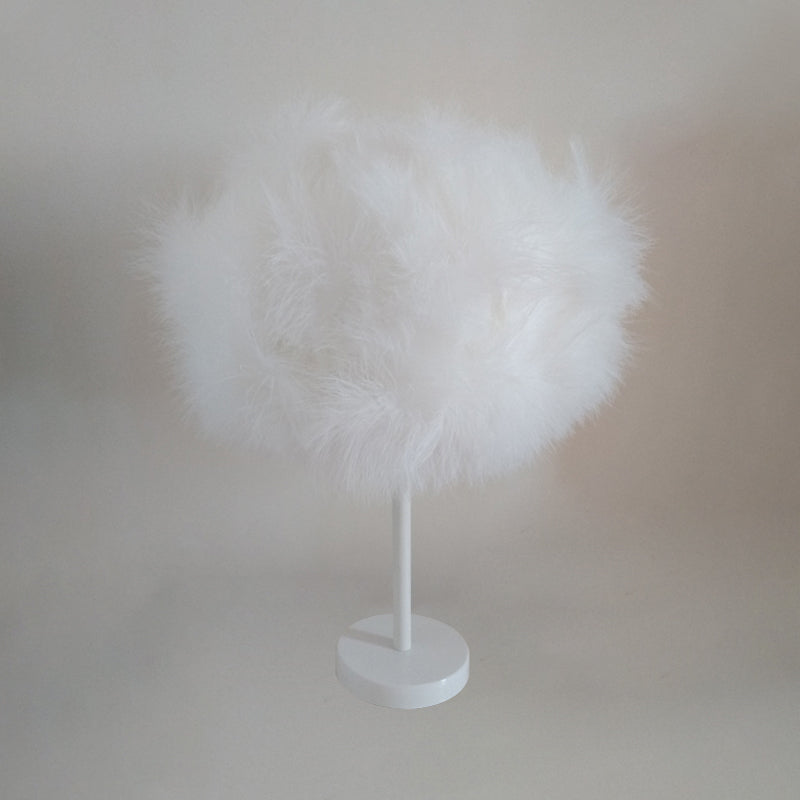 White Candy Floss Night Lamp Novelty Minimalist 1 Head Feather Table Stand Light Clearhalo 'Lamps' 'Table Lamps' Lighting' 1985952