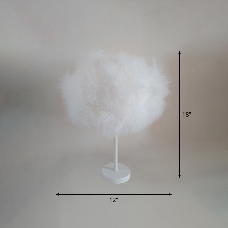 White Candy Floss Night Lamp Novelty Minimalist 1 Head Feather Table Stand Light Clearhalo 'Lamps' 'Table Lamps' Lighting' 1985953