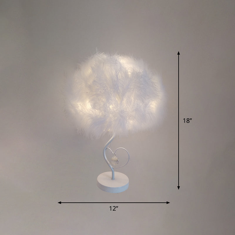 Feather Cloud Table Lamp Romantic Nordic 1 Bulb White Night Light with Crystal Accent Clearhalo 'Lamps' 'Table Lamps' Lighting' 1985958