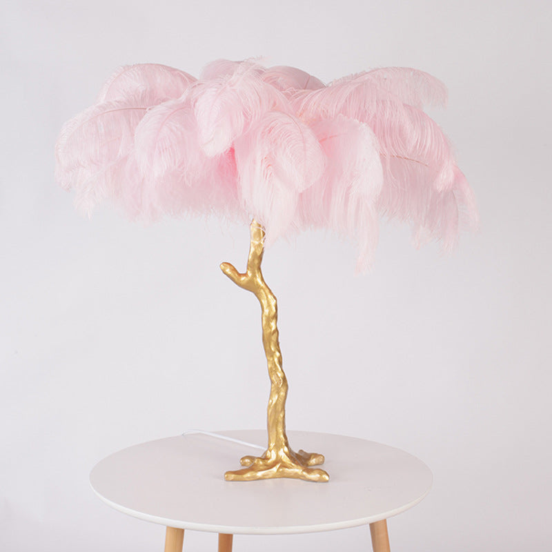 Creative Modern Coconut Tree Night Lamp Feather Single-Bulb Living Room Table Light in Pink Clearhalo 'Lamps' 'Table Lamps' Lighting' 1985992