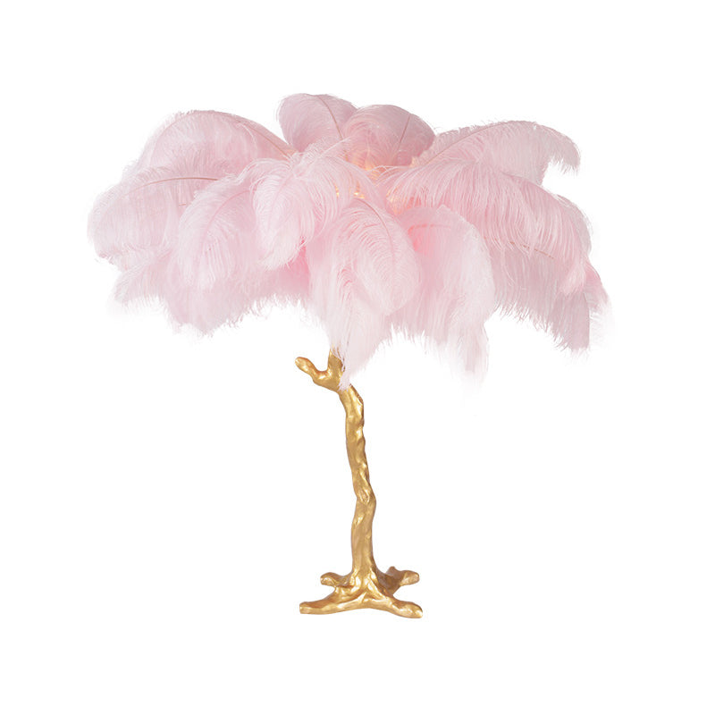 Creative Modern Coconut Tree Night Lamp Feather Single-Bulb Living Room Table Light in Pink Clearhalo 'Lamps' 'Table Lamps' Lighting' 1985993