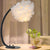 Dome/Tapered Shade Table Light Modern Feather Single Black/Pink/Cream Night Stand Lamp with Teardrop/Curved Rod/Tripod Base Cream Clearhalo 'Lamps' 'Table Lamps' Lighting' 1986019