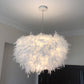 Hand-Worked Hemispherical Pendant Lamp Nordic Feather 1 Bulb White Hanging Light Kit, 11"/15"/19.5" W Clearhalo 'Ceiling Lights' 'Modern Pendants' 'Modern' 'Pendant Lights' 'Pendants' Lighting' 1986193