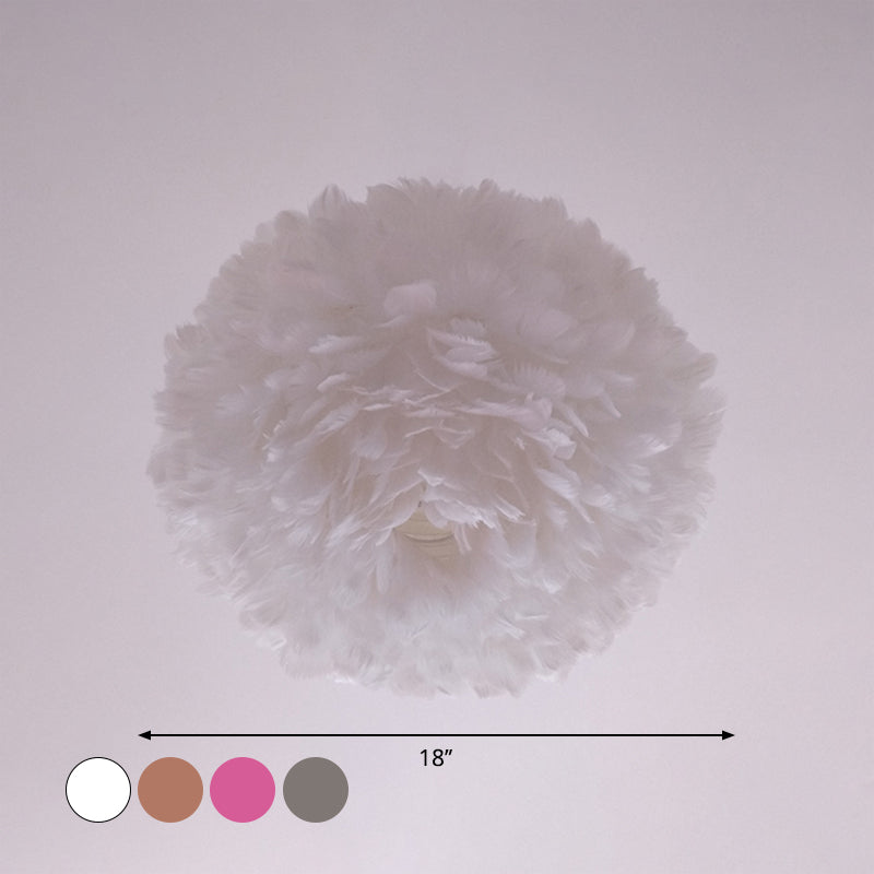 Feather Rose Blossom Pendant Light Modernist 1-Light Grey/Apricot/Pink Ceiling Hang Lamp over Table, 18"/21.5" Width Clearhalo 'Ceiling Lights' 'Modern Pendants' 'Modern' 'Pendant Lights' 'Pendants' Lighting' 1986211