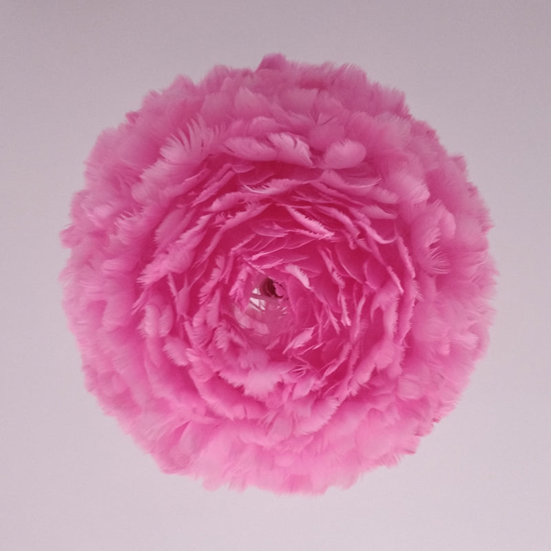 Feather Rose Blossom Pendant Light Modernist 1-Light Grey/Apricot/Pink Ceiling Hang Lamp over Table, 18"/21.5" Width Clearhalo 'Ceiling Lights' 'Modern Pendants' 'Modern' 'Pendant Lights' 'Pendants' Lighting' 1986220