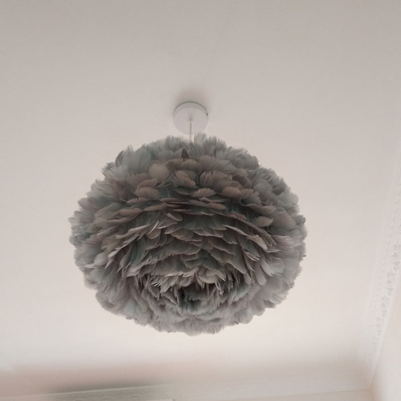 Feather Rose Blossom Pendant Light Modernist 1-Light Grey/Apricot/Pink Ceiling Hang Lamp over Table, 18"/21.5" Width Clearhalo 'Ceiling Lights' 'Modern Pendants' 'Modern' 'Pendant Lights' 'Pendants' Lighting' 1986222