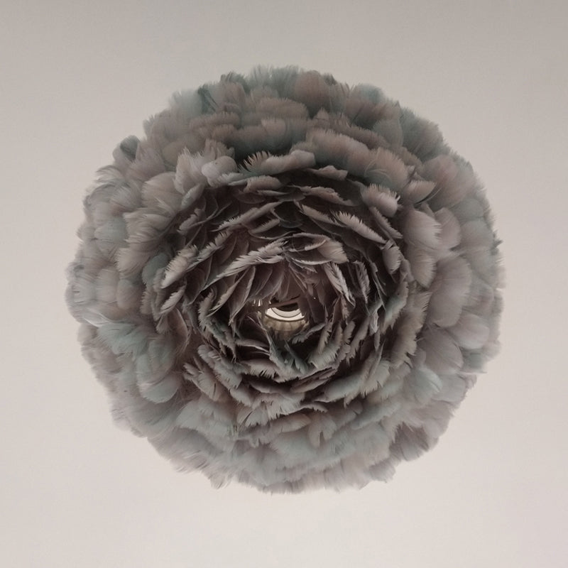 Feather Rose Blossom Pendant Light Modernist 1-Light Grey/Apricot/Pink Ceiling Hang Lamp over Table, 18"/21.5" Width Clearhalo 'Ceiling Lights' 'Modern Pendants' 'Modern' 'Pendant Lights' 'Pendants' Lighting' 1986224