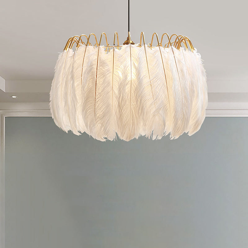 Nordic Tree/Crown/Floral Pendant Light Kit Feather/Sheer/Acrylic Single Bedroom Suspension Lighting in White White C Clearhalo 'Ceiling Lights' 'Modern Pendants' 'Modern' 'Pendant Lights' 'Pendants' Lighting' 1986225