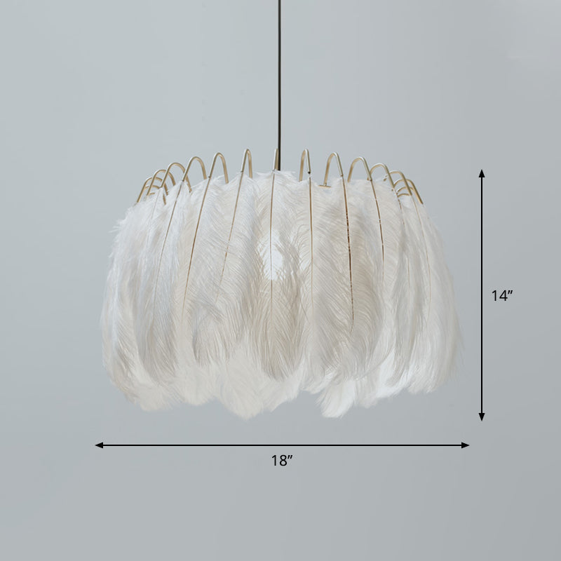 Nordic Tree/Crown/Floral Pendant Light Kit Feather/Sheer/Acrylic Single Bedroom Suspension Lighting in White Clearhalo 'Ceiling Lights' 'Modern Pendants' 'Modern' 'Pendant Lights' 'Pendants' Lighting' 1986229