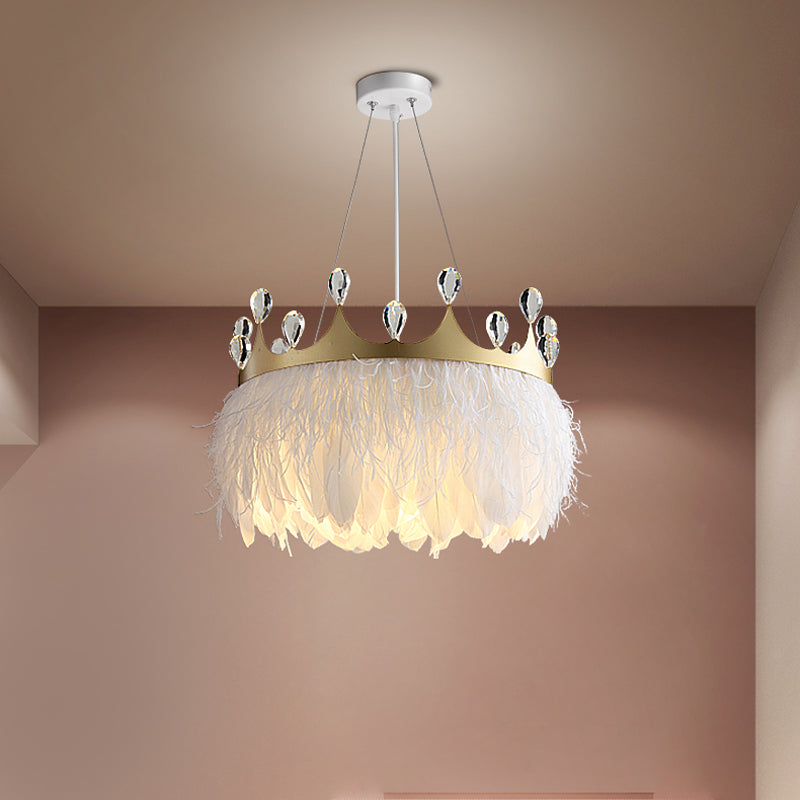 Nordic Tree/Crown/Floral Pendant Light Kit Feather/Sheer/Acrylic Single Bedroom Suspension Lighting in White White B Clearhalo 'Ceiling Lights' 'Modern Pendants' 'Modern' 'Pendant Lights' 'Pendants' Lighting' 1986230