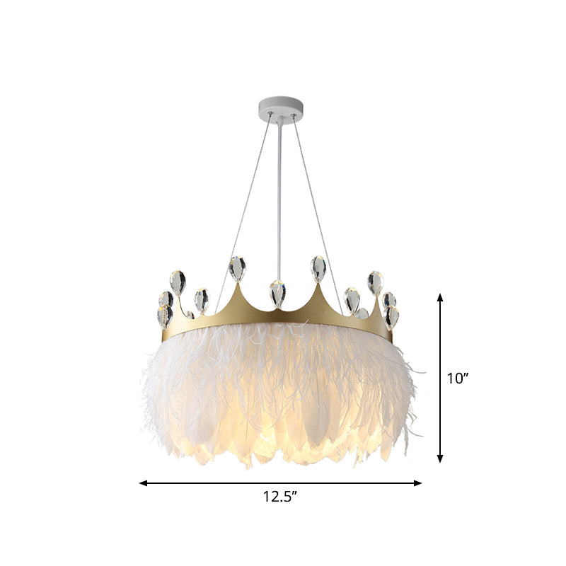 Nordic Tree/Crown/Floral Pendant Light Kit Feather/Sheer/Acrylic Single Bedroom Suspension Lighting in White Clearhalo 'Ceiling Lights' 'Modern Pendants' 'Modern' 'Pendant Lights' 'Pendants' Lighting' 1986234