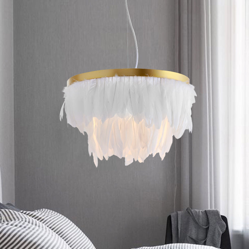 Nordic Tree/Crown/Floral Pendant Light Kit Feather/Sheer/Acrylic Single Bedroom Suspension Lighting in White White G Clearhalo 'Ceiling Lights' 'Modern Pendants' 'Modern' 'Pendant Lights' 'Pendants' Lighting' 1986235