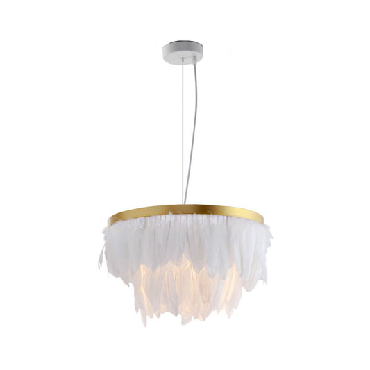 Nordic Tree/Crown/Floral Pendant Light Kit Feather/Sheer/Acrylic Single Bedroom Suspension Lighting in White Clearhalo 'Ceiling Lights' 'Modern Pendants' 'Modern' 'Pendant Lights' 'Pendants' Lighting' 1986237
