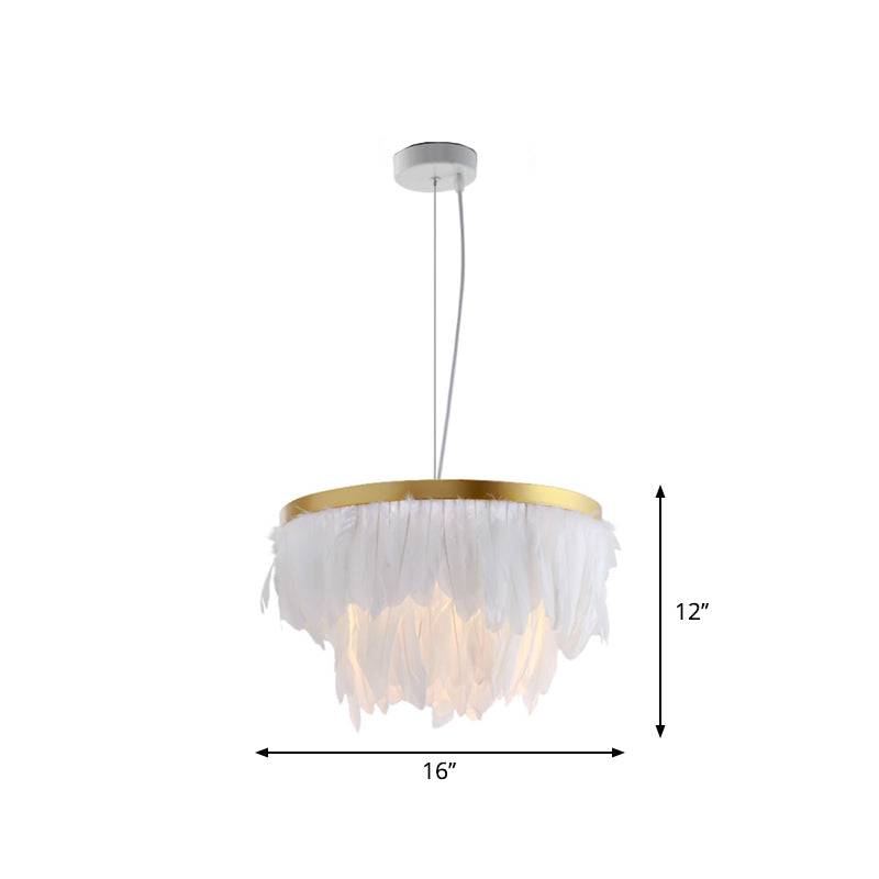 Nordic Tree/Crown/Floral Pendant Light Kit Feather/Sheer/Acrylic Single Bedroom Suspension Lighting in White Clearhalo 'Ceiling Lights' 'Modern Pendants' 'Modern' 'Pendant Lights' 'Pendants' Lighting' 1986238