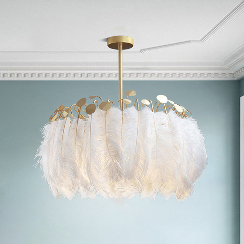 Nordic Tree/Crown/Floral Pendant Light Kit Feather/Sheer/Acrylic Single Bedroom Suspension Lighting in White White D Clearhalo 'Ceiling Lights' 'Modern Pendants' 'Modern' 'Pendant Lights' 'Pendants' Lighting' 1986239
