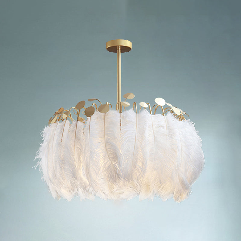 Nordic Tree/Crown/Floral Pendant Light Kit Feather/Sheer/Acrylic Single Bedroom Suspension Lighting in White Clearhalo 'Ceiling Lights' 'Modern Pendants' 'Modern' 'Pendant Lights' 'Pendants' Lighting' 1986240