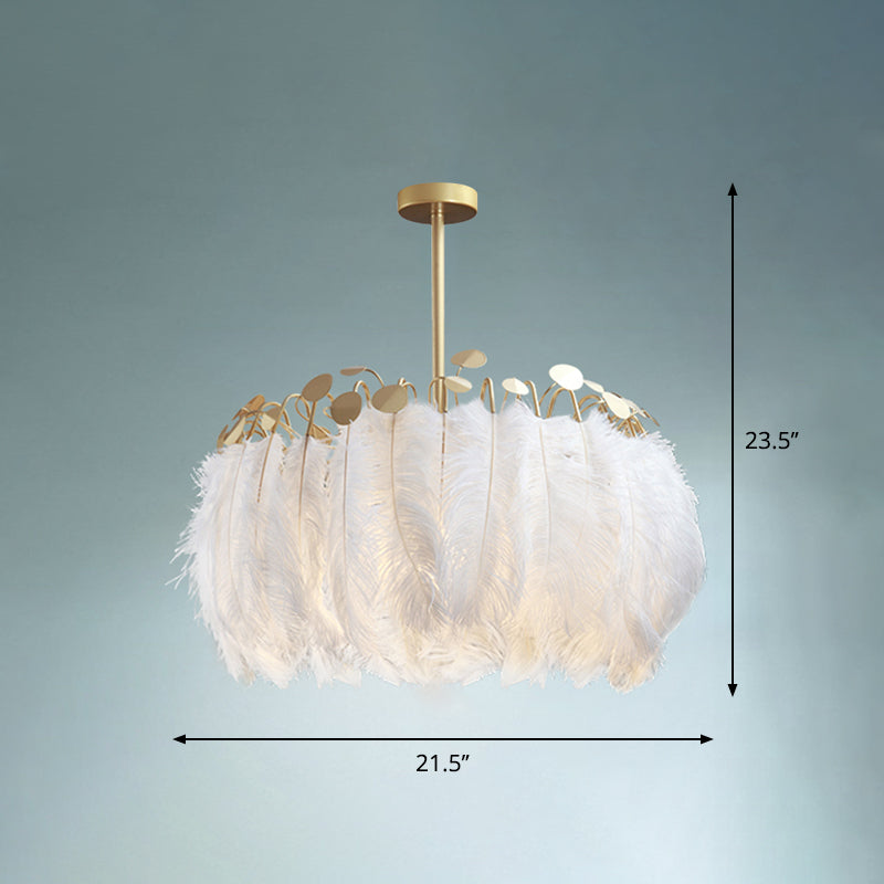 Nordic Tree/Crown/Floral Pendant Light Kit Feather/Sheer/Acrylic Single Bedroom Suspension Lighting in White Clearhalo 'Ceiling Lights' 'Modern Pendants' 'Modern' 'Pendant Lights' 'Pendants' Lighting' 1986241