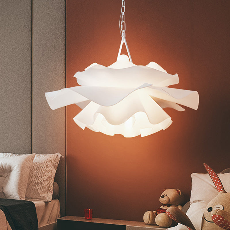 Nordic Tree/Crown/Floral Pendant Light Kit Feather/Sheer/Acrylic Single Bedroom Suspension Lighting in White White F Clearhalo 'Ceiling Lights' 'Modern Pendants' 'Modern' 'Pendant Lights' 'Pendants' Lighting' 1986242
