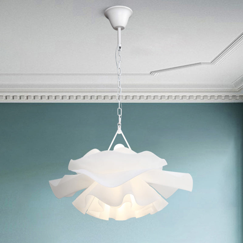 Nordic Tree/Crown/Floral Pendant Light Kit Feather/Sheer/Acrylic Single Bedroom Suspension Lighting in White Clearhalo 'Ceiling Lights' 'Modern Pendants' 'Modern' 'Pendant Lights' 'Pendants' Lighting' 1986243