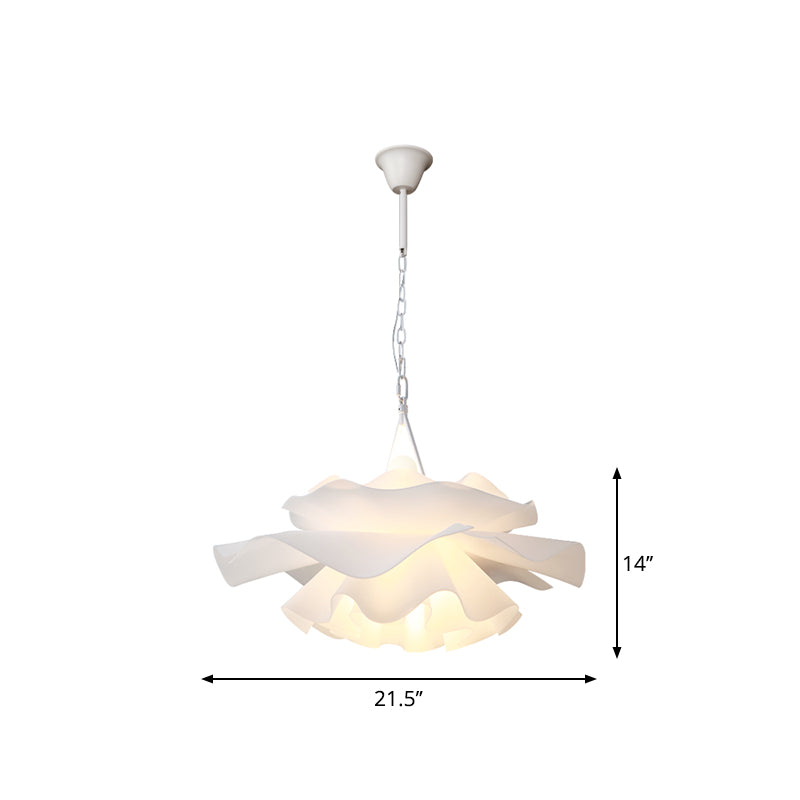 Nordic Tree/Crown/Floral Pendant Light Kit Feather/Sheer/Acrylic Single Bedroom Suspension Lighting in White Clearhalo 'Ceiling Lights' 'Modern Pendants' 'Modern' 'Pendant Lights' 'Pendants' Lighting' 1986245