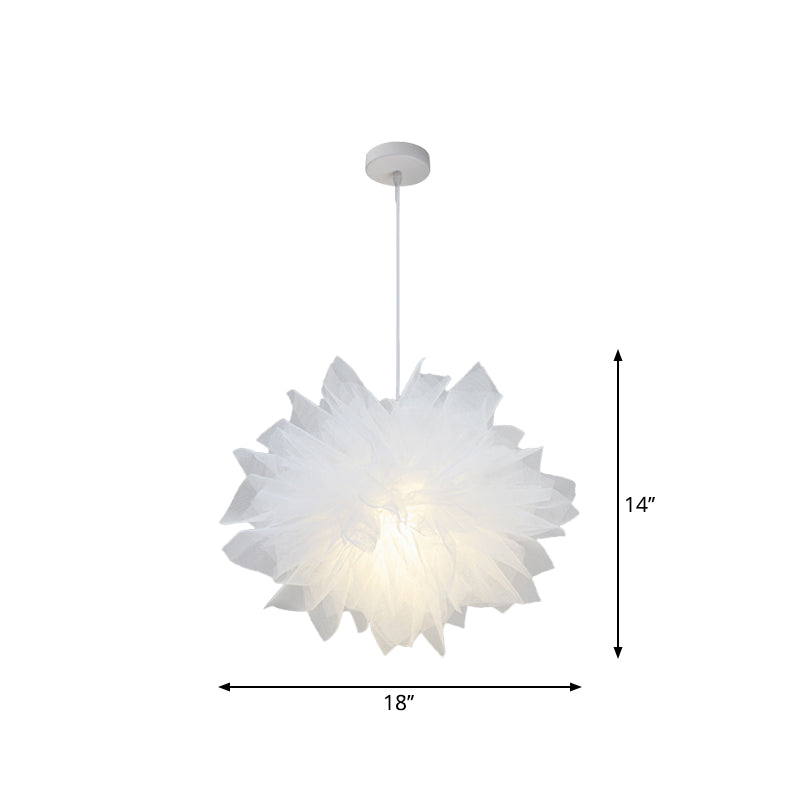 Nordic Tree/Crown/Floral Pendant Light Kit Feather/Sheer/Acrylic Single Bedroom Suspension Lighting in White Clearhalo 'Ceiling Lights' 'Modern Pendants' 'Modern' 'Pendant Lights' 'Pendants' Lighting' 1986248
