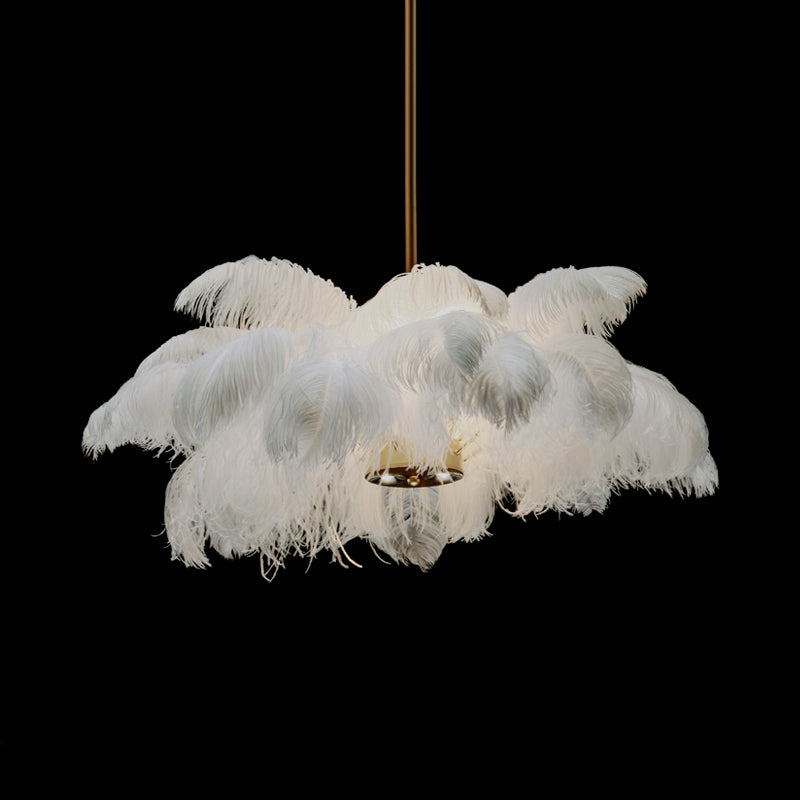Nordic Tree/Crown/Floral Pendant Light Kit Feather/Sheer/Acrylic Single Bedroom Suspension Lighting in White Clearhalo 'Ceiling Lights' 'Modern Pendants' 'Modern' 'Pendant Lights' 'Pendants' Lighting' 1986250