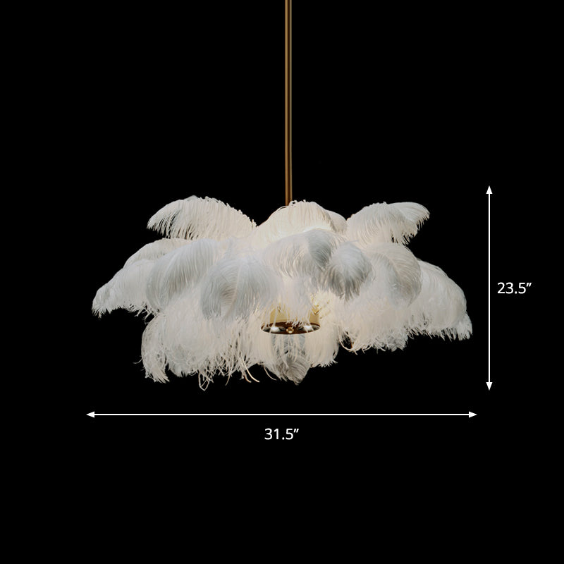 Nordic Tree/Crown/Floral Pendant Light Kit Feather/Sheer/Acrylic Single Bedroom Suspension Lighting in White Clearhalo 'Ceiling Lights' 'Modern Pendants' 'Modern' 'Pendant Lights' 'Pendants' Lighting' 1986251