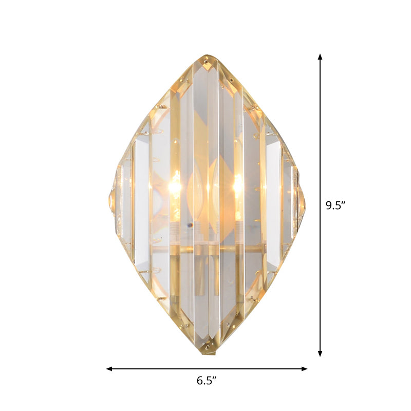 Crystal Rhombus Wall Mount Lamp Post-Modern 1/2-Bulb Wall Lighting Fixture in Gold Clearhalo 'Modern wall lights' 'Modern' 'Wall Lamps & Sconces' 'Wall Lights' Lighting' 1986332