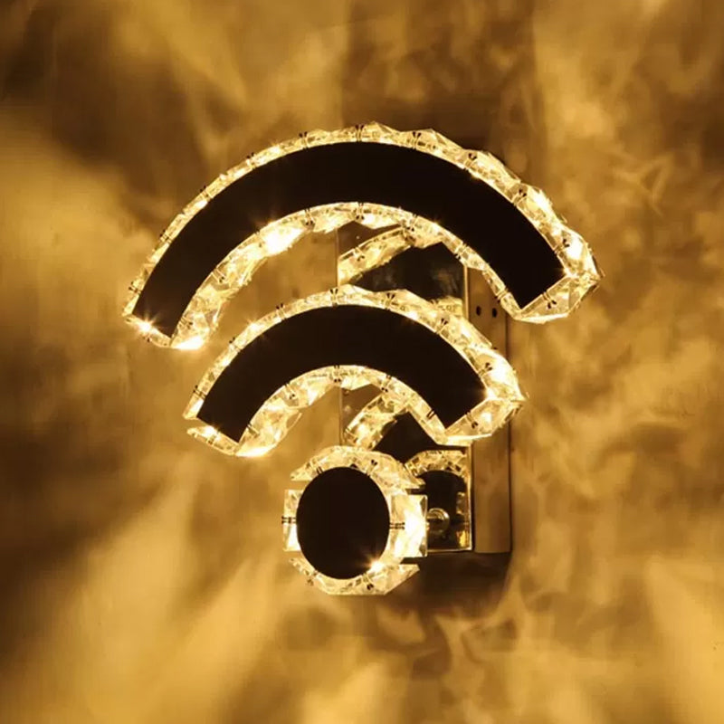 WIFI/Dual C/Loving Heart Hotel Flush Mount Crystal Encrusted Modern LED Wall Sconce Lighting in Gold Gold D Clearhalo 'Modern wall lights' 'Modern' 'Wall Lamps & Sconces' 'Wall Lights' Lighting' 1986346