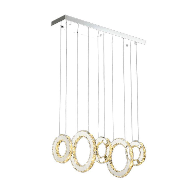 Circular Dining Room Cluster Pendant K9 Crystal 3/5 Lights Modern Style Hanging Lamp in Silver Clearhalo 'Ceiling Lights' 'Modern Pendants' 'Modern' 'Pendant Lights' 'Pendants' Lighting' 1986376