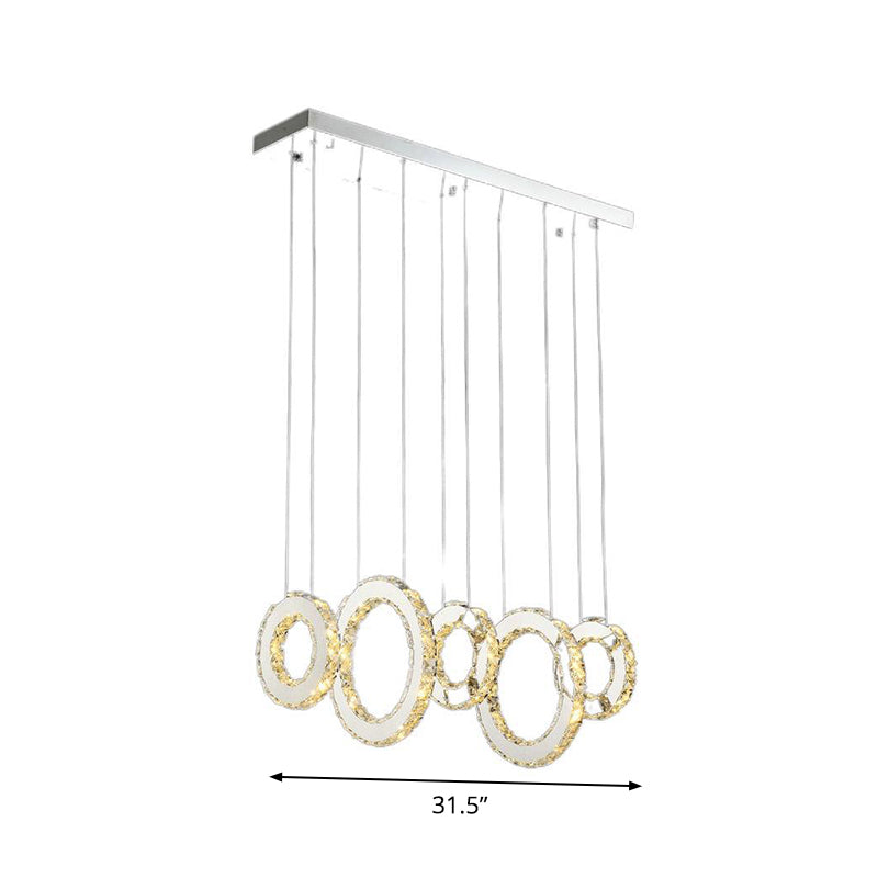 Circular Dining Room Cluster Pendant K9 Crystal 3/5 Lights Modern Style Hanging Lamp in Silver Clearhalo 'Ceiling Lights' 'Modern Pendants' 'Modern' 'Pendant Lights' 'Pendants' Lighting' 1986378