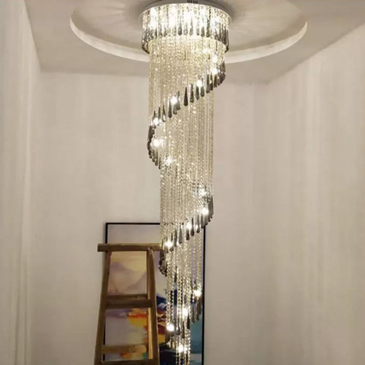 Modern Spiral LED Ceiling Light Draping Crystal Living Room Multi-Light ...
