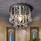 Crystal Orb Draped Flush Ceiling Light Modern 1 Head Nickel Semi Flush Mount Lamp, Small/Medium/Large Nickel Medium Clearhalo 'Ceiling Lights' 'Close To Ceiling Lights' 'Close to ceiling' 'Semi-flushmount' Lighting' 1986429
