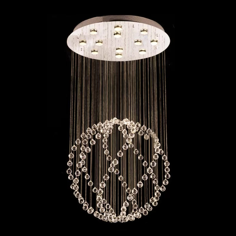 Twisted Crystal Orb Flush Light Modern 12-Head Stainless Steel Ceiling Mounted Lamp Stainless-Steel Clearhalo 'Ceiling Lights' 'Close To Ceiling Lights' 'Close to ceiling' 'Flush mount' Lighting' 1986466