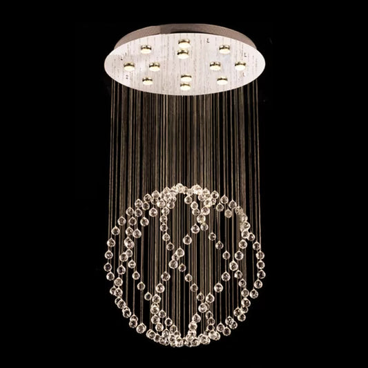 Twisted Crystal Orb Flush Light Modern 12-Head Stainless Steel Ceiling Mounted Lamp Stainless-Steel Clearhalo 'Ceiling Lights' 'Close To Ceiling Lights' 'Close to ceiling' 'Flush mount' Lighting' 1986466