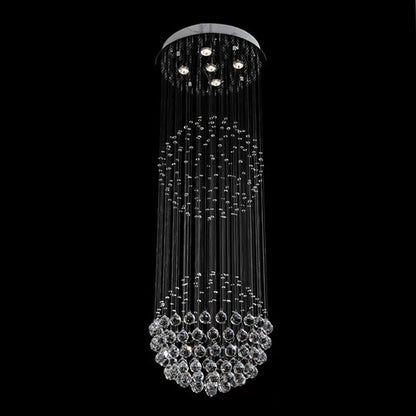 Spherical Hotel Ceiling Lamp Crystal 5 Lights Modern Style Flush-Mount Light in Stainless Steel Stainless-Steel Clearhalo 'Ceiling Lights' 'Close To Ceiling Lights' 'Close to ceiling' 'Flush mount' Lighting' 1986475