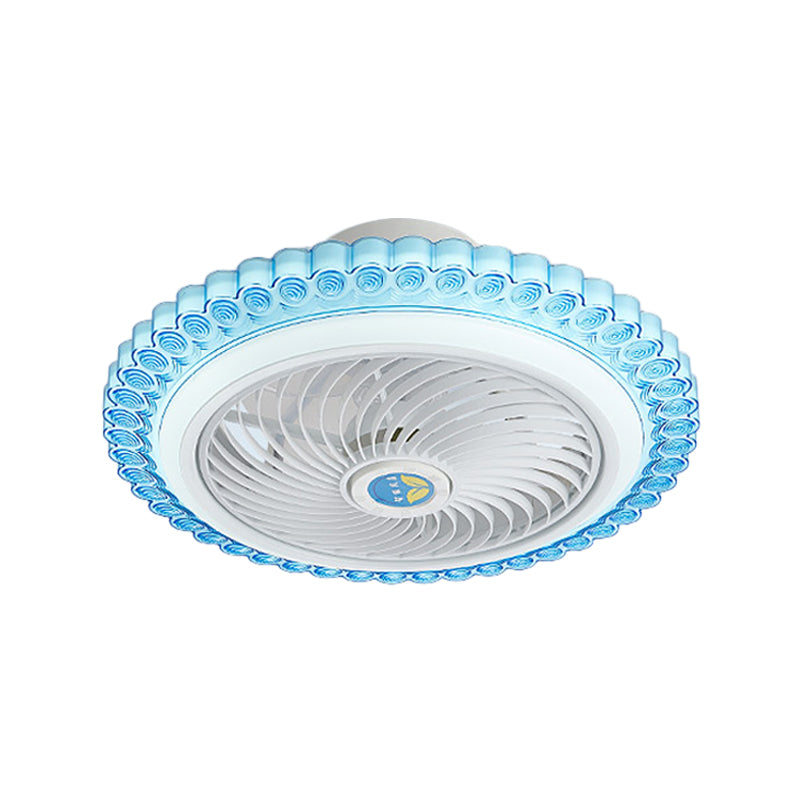 Circle Semi-Flush Mount Contemporary Acrylic 18" Wide LED Pendant Fan Light Fixture for Living Room Clearhalo 'Ceiling Fans with Lights' 'Ceiling Fans' 'Modern Ceiling Fans' 'Modern' Lighting' 1986491