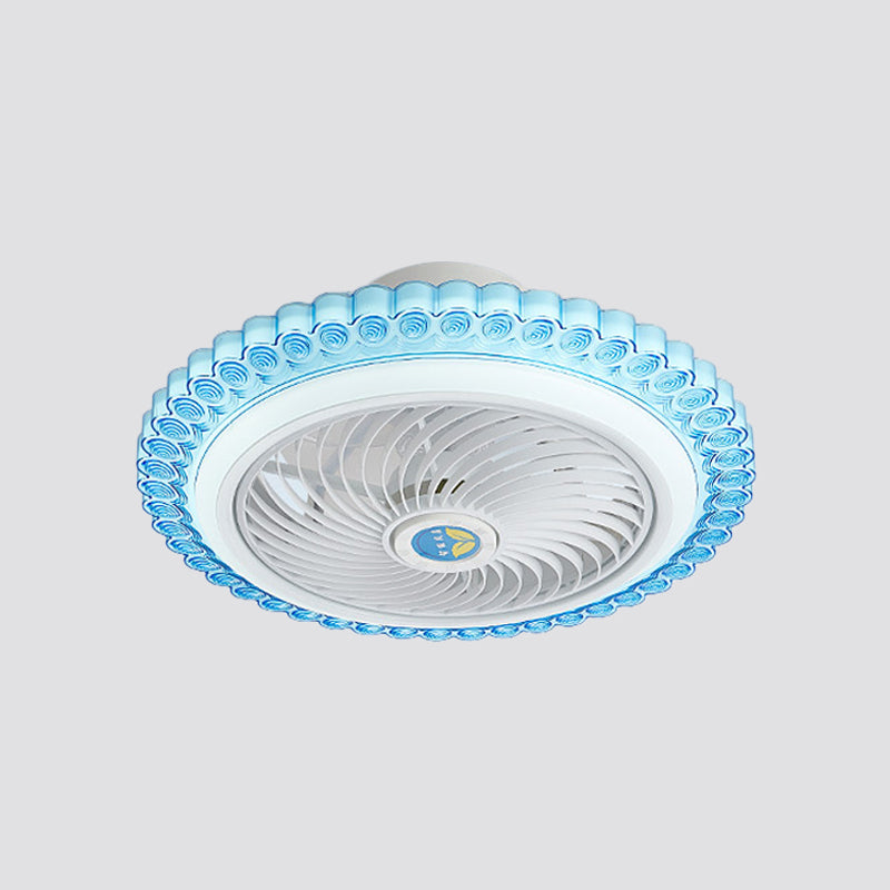 Circle Semi-Flush Mount Contemporary Acrylic 18" Wide LED Pendant Fan Light Fixture for Living Room Clearhalo 'Ceiling Fans with Lights' 'Ceiling Fans' 'Modern Ceiling Fans' 'Modern' Lighting' 1986492
