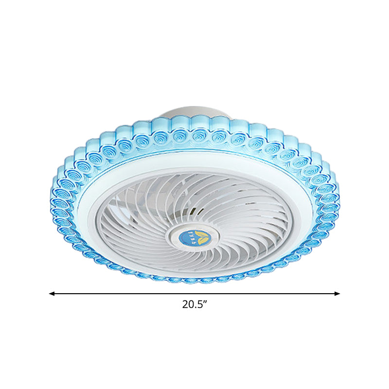 Circle Semi-Flush Mount Contemporary Acrylic 18" Wide LED Pendant Fan Light Fixture for Living Room Clearhalo 'Ceiling Fans with Lights' 'Ceiling Fans' 'Modern Ceiling Fans' 'Modern' Lighting' 1986493