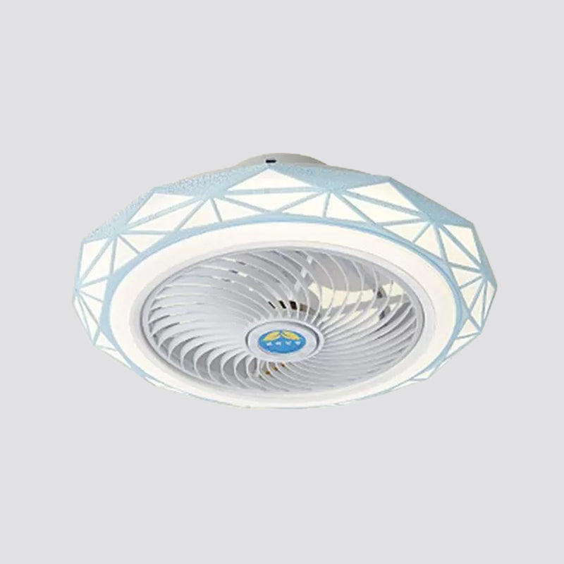 Circle Semi-Flush Mount Contemporary Acrylic 18" Wide LED Pendant Fan Light Fixture for Living Room Clearhalo 'Ceiling Fans with Lights' 'Ceiling Fans' 'Modern Ceiling Fans' 'Modern' Lighting' 1986495