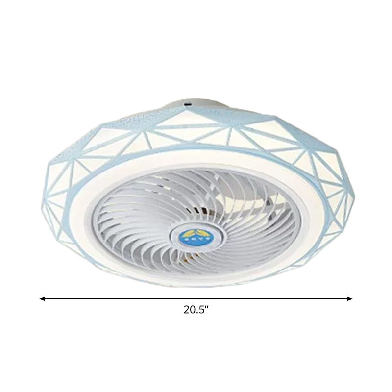 Circle Semi-Flush Mount Contemporary Acrylic 18" Wide LED Pendant Fan Light Fixture for Living Room Clearhalo 'Ceiling Fans with Lights' 'Ceiling Fans' 'Modern Ceiling Fans' 'Modern' Lighting' 1986496